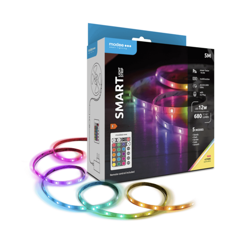 Modee Lighting LED Strip - 5m 12W - RGB+2700K - Complete set - Incl. afstandsbediening