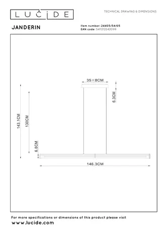 Lucide Lucide GRIFFITH - Hanglamp - Ø 38 cm - LED Dimb. - CCT - 6x6W 2700K/4000K - Brons | Premium - Copy