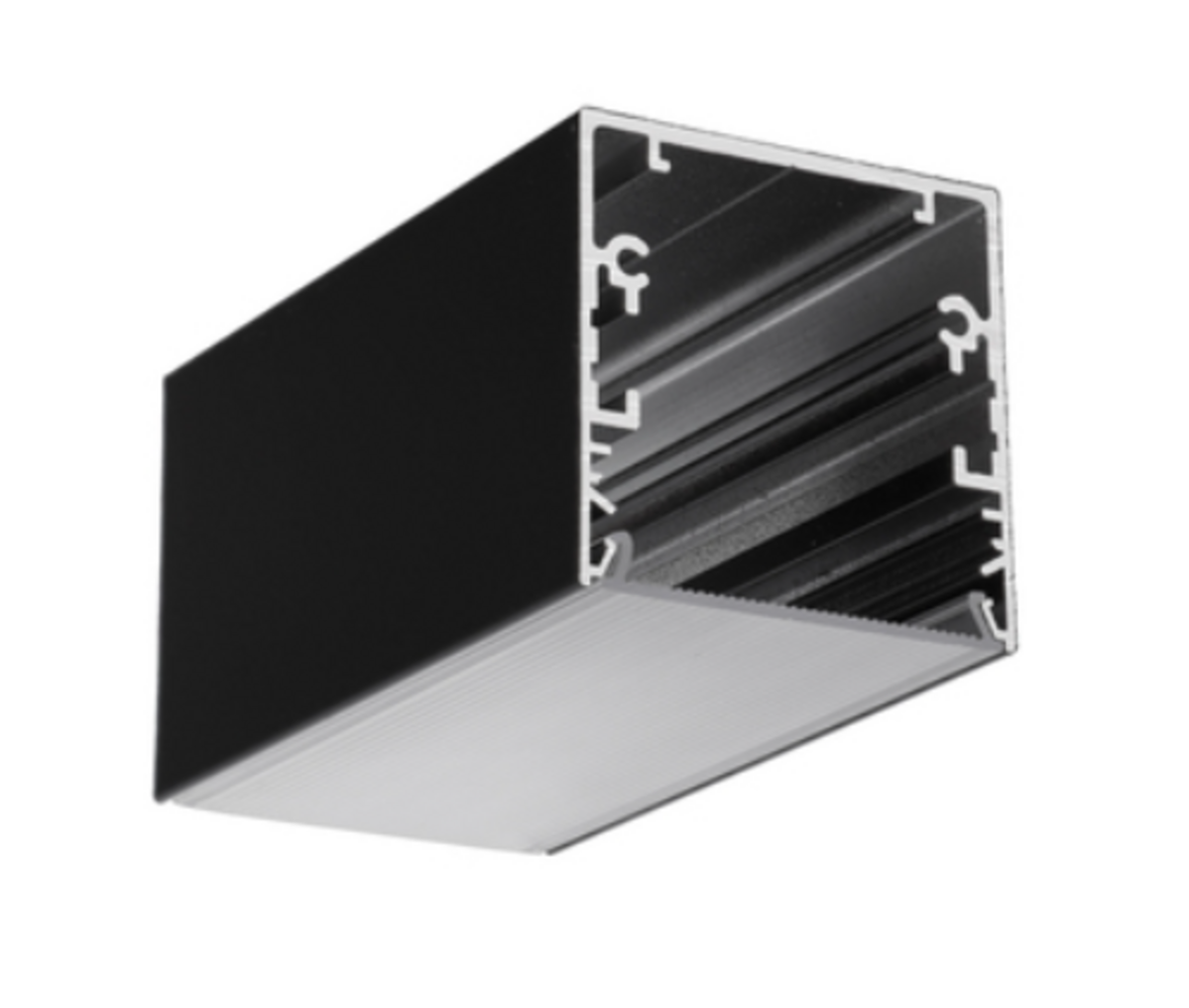 Opbouw LED Profiel Phil53 - 53mm - 2000mm Lengte - Zwart (RAL 9005) - Aluminium - Max. LED Breedte 20mm