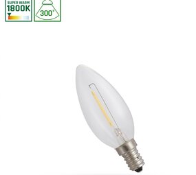 Spectrum voor de installateur LED filament Kaars lamp - E14 C35 - 1W 60Lm - 1800K Extra Warm wit - 3 jaar garantie