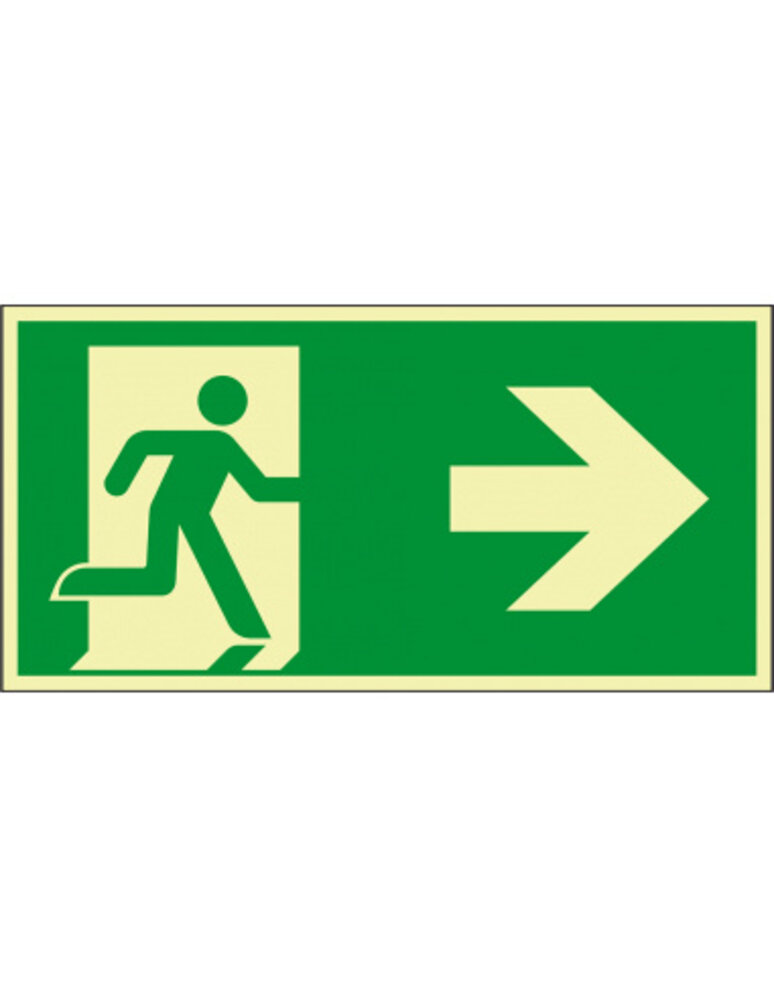 LCB LED Europe  Nood vluchtweg Pictogram - Foto fluorescerend | Pijl Rechts  - aluminium - E002 400 x 200 mm