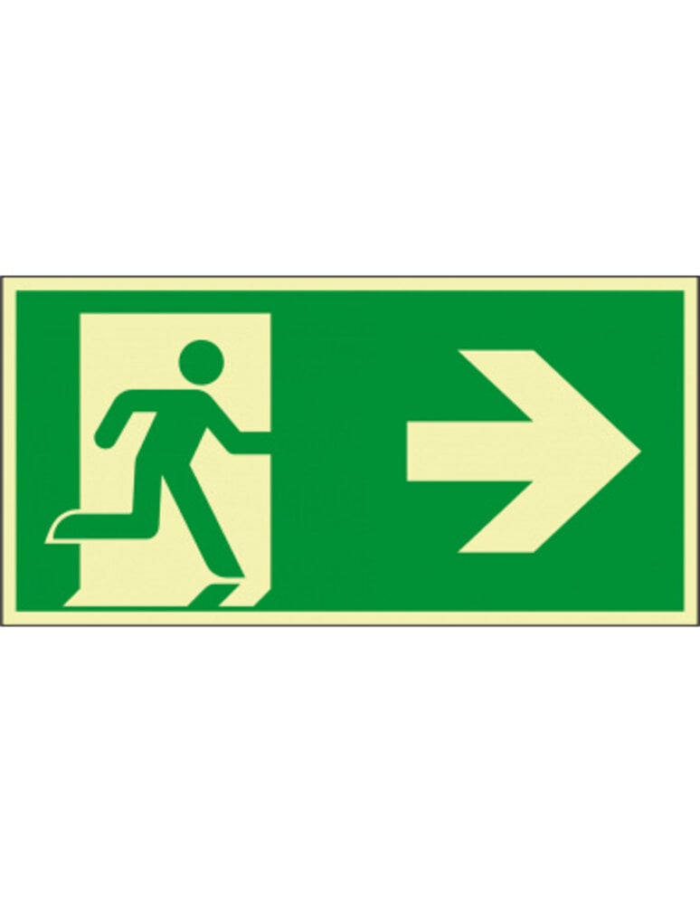 Permalight Nood vluchtweg Pictogram - Foto fluorescerend | Pijl Rechts  - aluminium - E002 400 x 200 mm