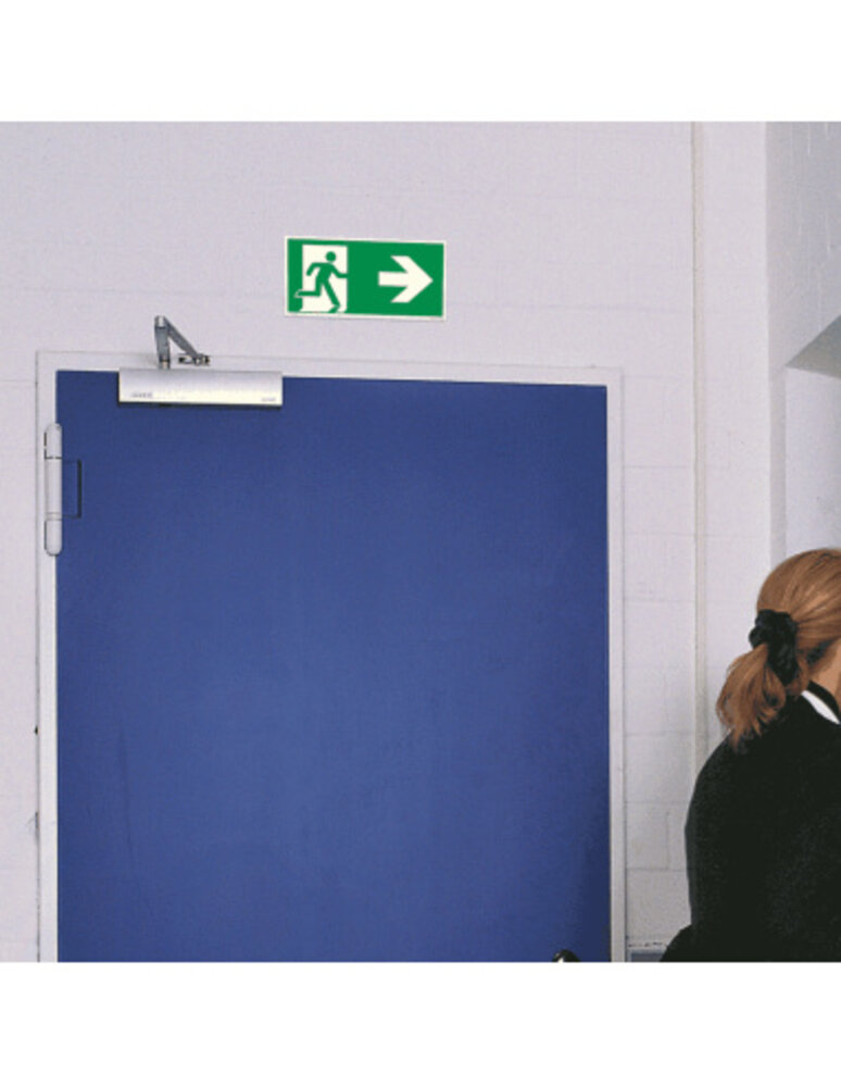 LCB LED Europe  Nood vluchtweg Pictogram - Foto fluorescerend | Pijl Rechts  - aluminium - E002 400 x 200 mm