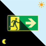 LCB LED Europe  Nood vluchtweg Pictogram - Foto fluorescerend | Pijl Rechts  - aluminium - E002 400 x 200 mm