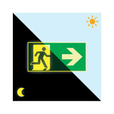 LCB LED Europe  Nood vluchtweg Pictogram - Foto fluorescerend | Pijl Rechts  - aluminium - E002 400 x 200 mm