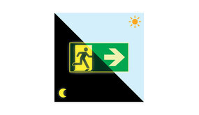 LCB LED Europe  Nood vluchtweg Pictogram - Foto fluorescerend | Pijl Rechts  - aluminium - E002 400 x 200 mm