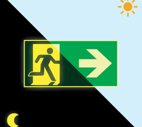 LCB LED Europe  Nood vluchtweg Pictogram - Foto fluorescerend | Pijl Rechts  - aluminium - E002 400 x 200 mm