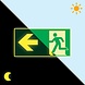 LCB LED Europe  Nood vluchtweg Pictogram - Foto fluorescerend | Pijl Links - aluminium - E001 400 x 200 mm