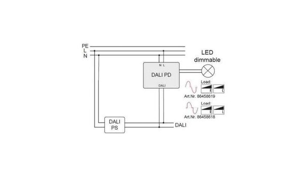 DALI DT4 PD Dimmer - DALI converter TRIAC RLC - 300W Max | Din-Rail - Light Management Universal dimmer PD