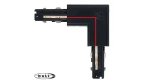 LCB LED Europe  3-Fase DALI Spanningsrail Zwart Toebehoren | L stuk - Hoek verbinding - Links Voeding