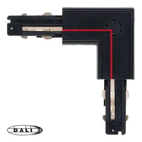 LCB LED Europe  3-Fase DALI Spanningsrail Zwart Toebehoren | L stuk - Hoek verbinding - Links Voeding