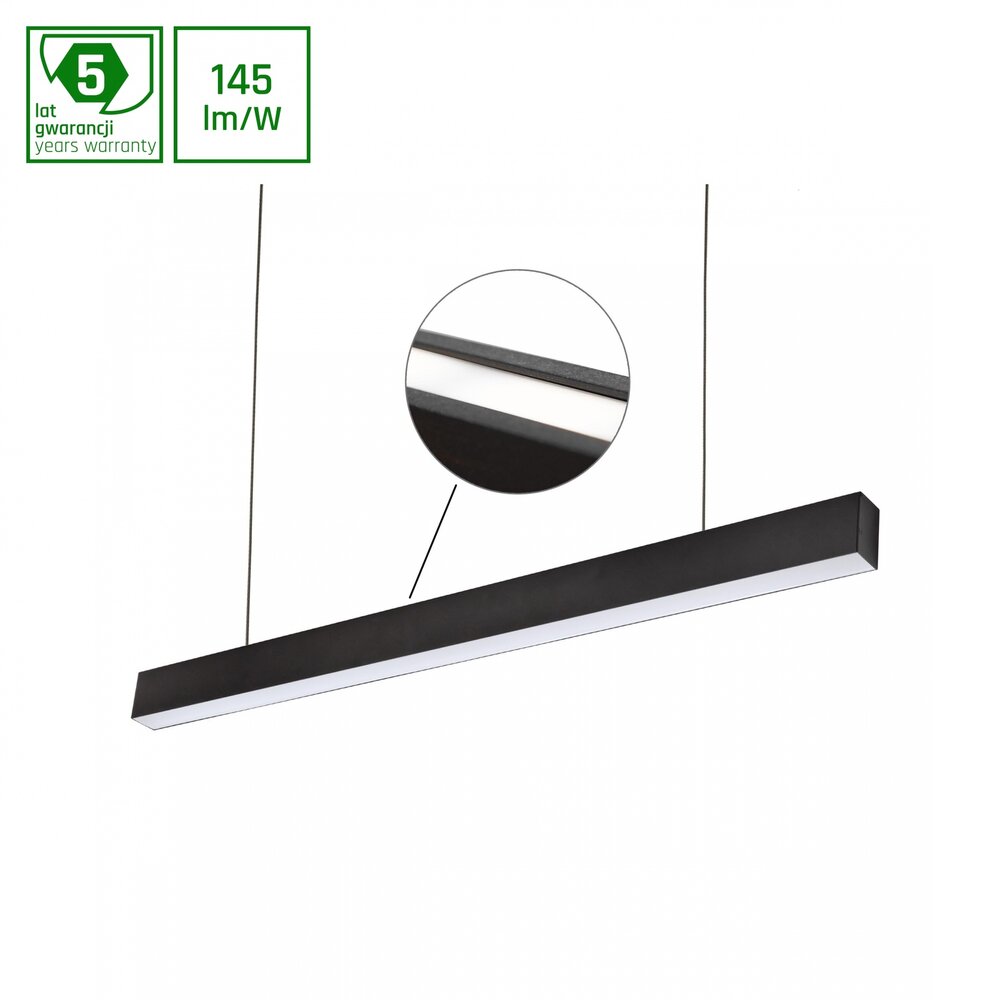 Spectrum voor de installateur Dimbaar DALI LED Pendel armatuur 112CM - 2-Lichts up down - Mat Zwart - 55W 6815Lm - 3000K | DALI-2  UGR19 Prisma