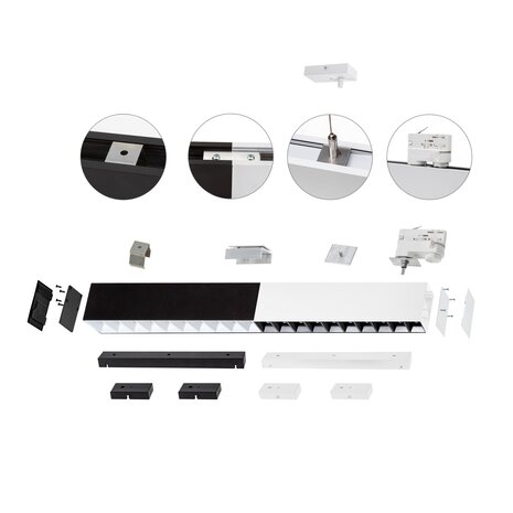 Spectrum voor de installateur DALI Dimbare LED Pendel armatuur 168CM - 2-Lichts up down - Mat Zwart - 90W 11020Lm - 3000K | DALI-2  UGR19 Prisma