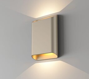 LCB LED Europe LED Wandlamp - Up Down light - DIAZ L Champagne - 2x 6W 2700K 2x 615lm - IP65 | 5 jaar garantie LCB LED Europe LED Wandlamp - Up Down light - DIAZ L Champagne - 2x 6W 2700K 2x 615lm - IP65 | 5 jaar garantie