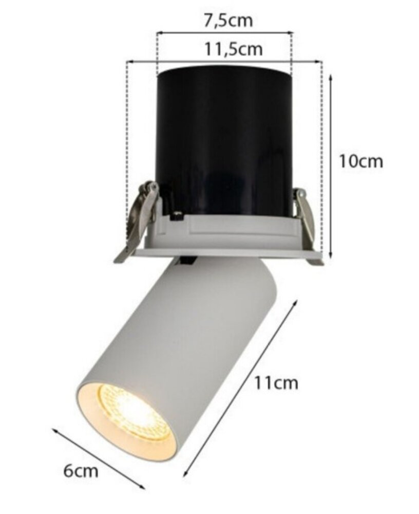 LCB LED Europe  LED Inbouw richtspot - Rond 115mm - GU10 Fitting - Wit | Zaagmaat 75mm