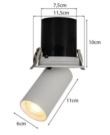 LCB LED Europe  LED Inbouw richtspot - Rond 115mm - GU10 Fitting - Wit | Zaagmaat 75mm