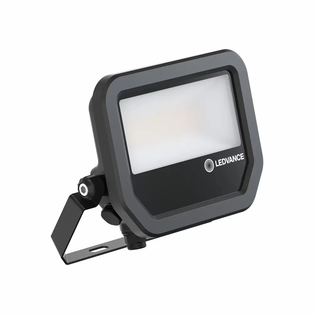 Ledvance Zakelijk: Professionele LED Verlichting & Armaturen LED Breedstraler Floodlight IP66 - Zwart – 17-11W 2400-1600Lm – 6500K Daglicht Wit |  Multi Lumen Switch - 100D Symmetrisch – 1 meter aansluitkabel