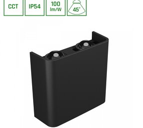 Spectrum voor de installateur LED Wandlamp - Up Down - Lunarix 2 - Zwart - 4W 400lm - CCT - IP54 - CRI90  - 3 Jaar garantie