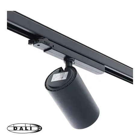 LCB LED Europe  Dimbare DALI LED 3-Fase Railspot - Zwart - 30-10W 2250-850Lm - CCT 2700-4000K 927-940 | DALI2 DIM - Multi Color en Lumen Switch