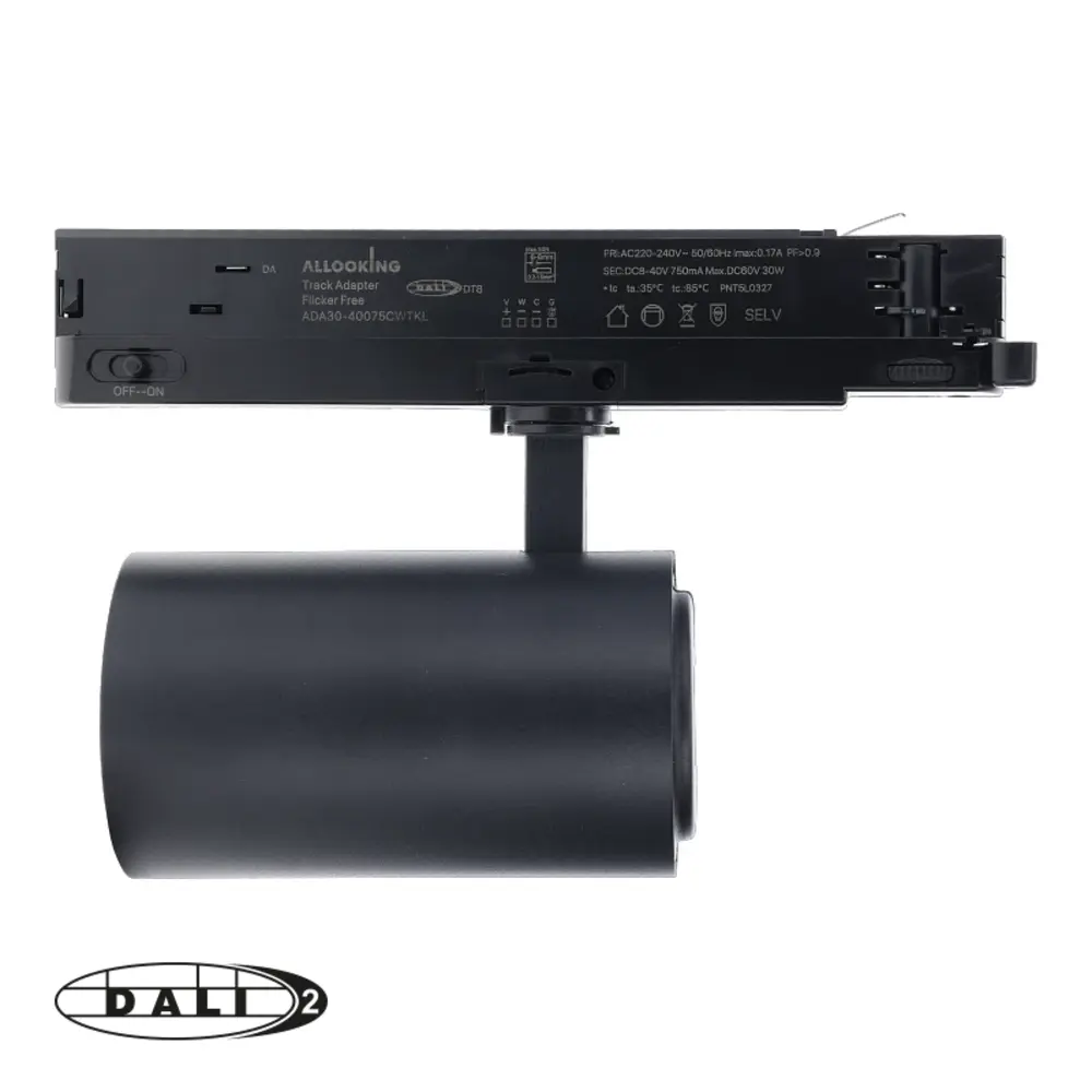 LCB LED Europe  Dimbare DALI LED 3-Fase Railspot - Zwart - 30-10W 2250-850Lm - CCT 2700-4000K 927-940 | DALI2 DIM - Multi Color en Lumen Switch