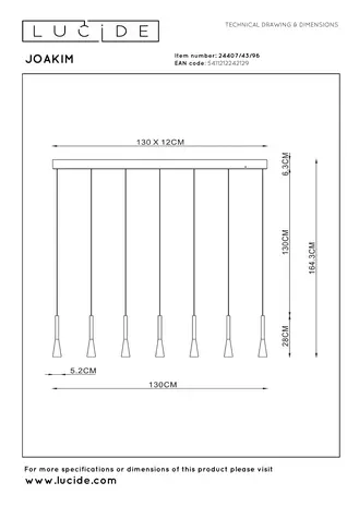 Lucide Hanglamp JOAKIM 7x6,2W dimbaar CCT koffie aluminium design