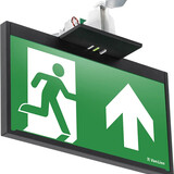 VanLien Noodverlichting: Vluchtwegsignalering  voor de installateur Noodverlichtingsarmatuur Evago Decentraal 2 watt, zwart continu inbouw 22 meter led armatuur met automatische zelfdiagnose serie Evago + pictogram vlucht-route rechtdoor PP 220/51