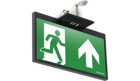 VanLien Noodverlichting: Vluchtwegsignalering  voor de installateur Noodverlichtingsarmatuur Evago Decentraal 2 watt, zwart continu inbouw 22 meter led armatuur met automatische zelfdiagnose serie Evago + pictogram vlucht-route rechtdoor PP 220/51