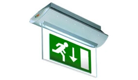 VanLien Noodverlichting: Vluchtwegsignalering  voor de installateur LED Nood opbouw - OPTILUX Armatuur Wit - IP40 - EXIT  DOWN - 5.1W 6350K  | 25Meter - 1 uur Decentraal