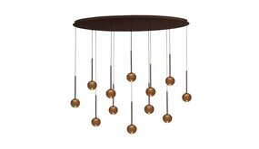 Lucide Dimbare LED Hanglamp Calina - Donker brons 12-Lichts - 84W 8400Lm – CCT 2200K/3300K Color Switch | TRIAC DIM - Koffie