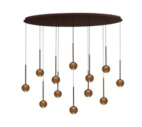 Lucide Dimbare LED Hanglamp Calina - Donker brons 12-Lichts - 84W 8400Lm – CCT 2200K/3300K Color Switch | TRIAC DIM - Koffie