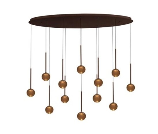 Lucide Dimbare LED Hanglamp Calina - Donker brons 12-Lichts - 84W 8400Lm – CCT 2200K/3300K Color Switch | TRIAC DIM - Koffie