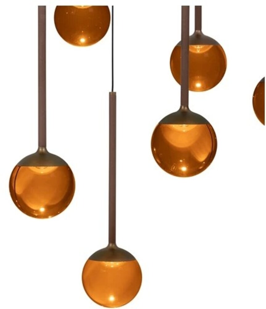 Lucide Dimbare LED Hanglamp Calina - Donker brons 12-Lichts - 84W 8400Lm – CCT 2200K/3300K Color Switch | TRIAC DIM - Koffie