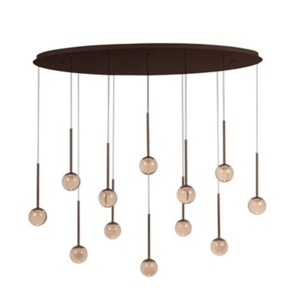 Lucide Dimbare LED Hanglamp Calina - Donker brons 12-Lichts - 84W 8400Lm – CCT 2200K/3300K Color Switch | TRIAC DIM - Koffie