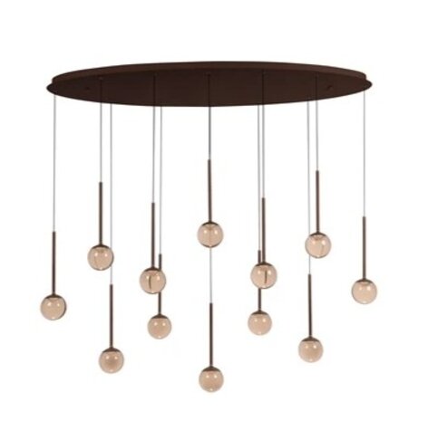 Lucide Dimbare LED Hanglamp Calina - Donker brons 12-Lichts - 84W 8400Lm – CCT 2200K/3300K Color Switch | TRIAC DIM - Koffie