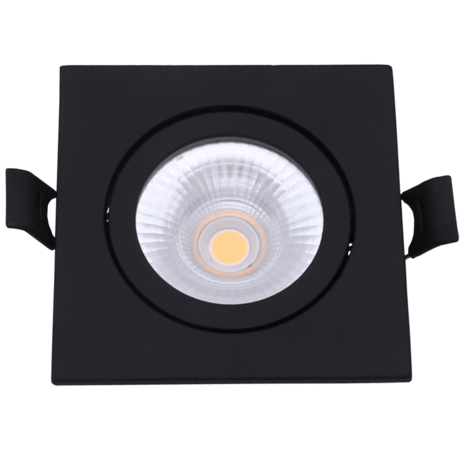 LCB LED Europe  Dimbaar LED Inbouwspot Vierkant Zwart  - 6W 500Lm  - 3CCT 827-840 2700-4000K | TRIAC DIM - Multi Color Switch