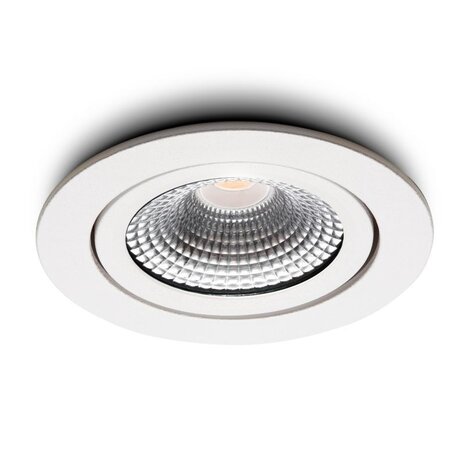 LCB LED Europe  LED Inbouwspot IP54 - Wit Kantelbaar - 5W 450LM -  2200K Warm Wit - CRI90> | Zaagmaat 75mm - Inbouwdiepte 23mm - TRIAC Dimbaar