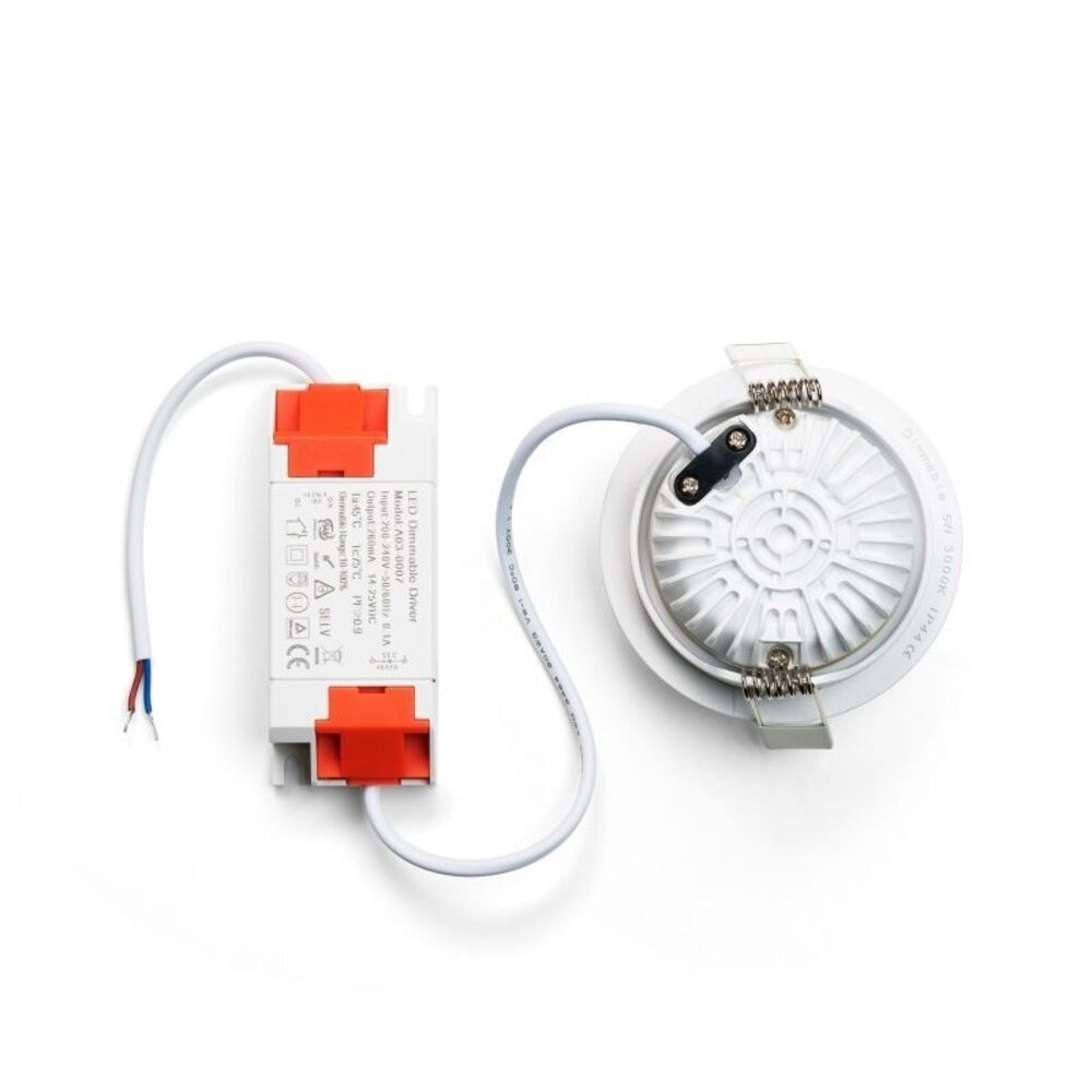 LCB LED Europe  LED Inbouwspot IP54 - Wit Kantelbaar - 5W 450LM -  2200K Warm Wit - CRI90> | Zaagmaat 75mm - Inbouwdiepte 23mm - TRIAC Dimbaar