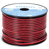 2-Aderig Ledstrip aansluitsnoer 2x 0.75mm2 | 100 Meter op rol - 22AWG Kabel Rood / Zwart