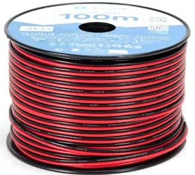 2-Aderig Ledstrip aansluitsnoer 2x 0.75mm2 | 100 Meter op rol - 22AWG Kabel Rood / Zwart
