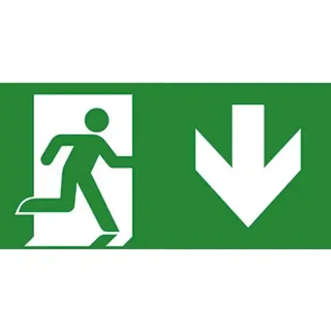 VanLien Noodverlichting: Vluchtwegsignalering  voor de installateur LED Noodverlichtings armatuur Evago Toebehoren | Pictogramplaat vluchtroute Pijl naar Onder / Beneden - Type PP220/58 - 7TCA091350R3950