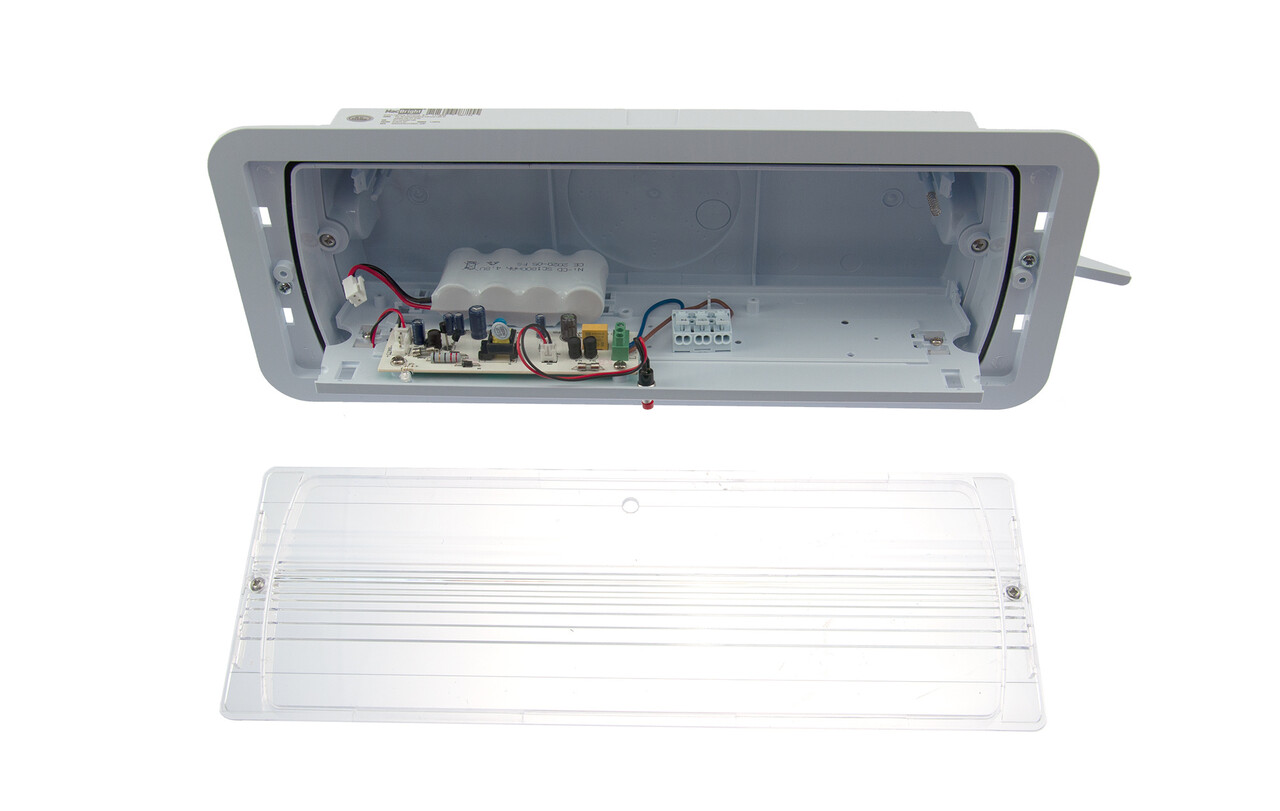 Macbright LED Noodverlichting inbouw armatuur IP20 - TIC Anti Paniek - 4W 320Lm 5000K | IK08 - Auto test - 390x130mm - Zonder Pictogram  - NiCd 4.8V/1800mAh