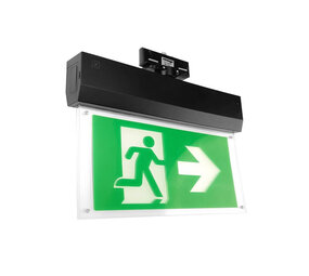 Tronix LED Spanningsrail 3-Fase Noodarmatuur - 1W 35Lm | 25 Meter - Zwart - Noodvluchtweg aanduiding - Incl. Pictogram