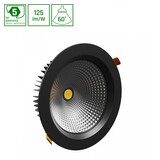 Spectrum voor de installateur LED Downlight IP54 - VIRGA 2 Zwart - 230MM - 40W 4600Lm - 3000K 830 Warm Wit  | 90° Graden Spreidingshoek - 210MM Zaagmaat