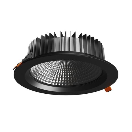 Spectrum voor de installateur LED Downlight IP54 - VIRGA 2 Zwart - 230MM - 40W 4600Lm - 3000K 830 Warm Wit  | 90° Graden Spreidingshoek - 210MM Zaagmaat