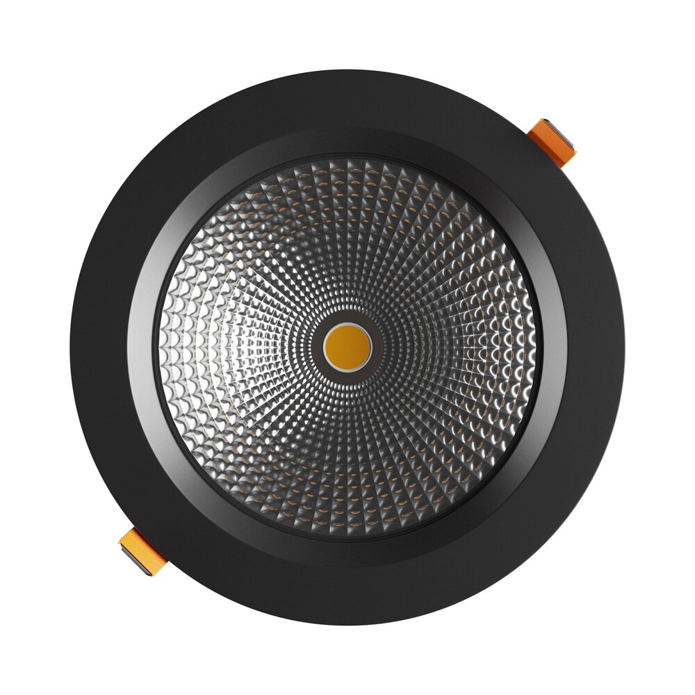 Spectrum voor de installateur LED Downlight IP54 - VIRGA 2 Zwart - 230MM - 40W 4600Lm - 3000K 830 Warm Wit  | 90° Graden Spreidingshoek - 210MM Zaagmaat