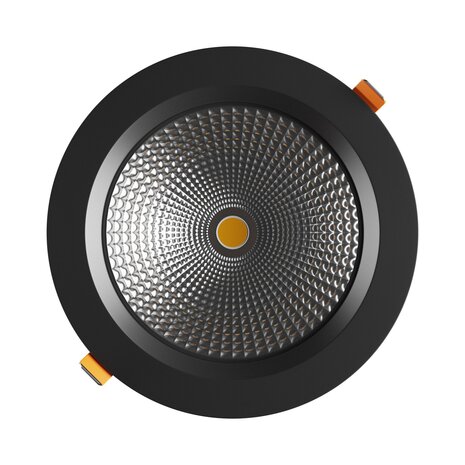 Spectrum voor de installateur LED Downlight IP54 - VIRGA 2 Zwart - 230MM - 40W 4600Lm - 3000K 830 Warm Wit  | 90° Graden Spreidingshoek - 210MM Zaagmaat