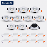 LCB LED Europe  Set van 10 LED Inbouwspots IP65 Wit 82mm 5W 2700K Triac Dimbaar