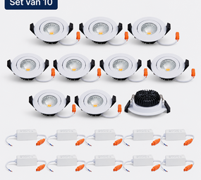 LCB LED Europe  Set van 10 LED Inbouwspots IP65 Wit 82mm 5W 2700K Triac Dimbaar