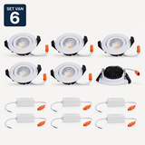 LCB LED Europe Set van 6 LED Inbouwspots IP65 Wit 82mm 5W 2700K Triac Dimbaar LCB LED Europe Set van 6 LED Inbouwspots IP65 Wit 82mm 5W 2700K Triac Dimbaar