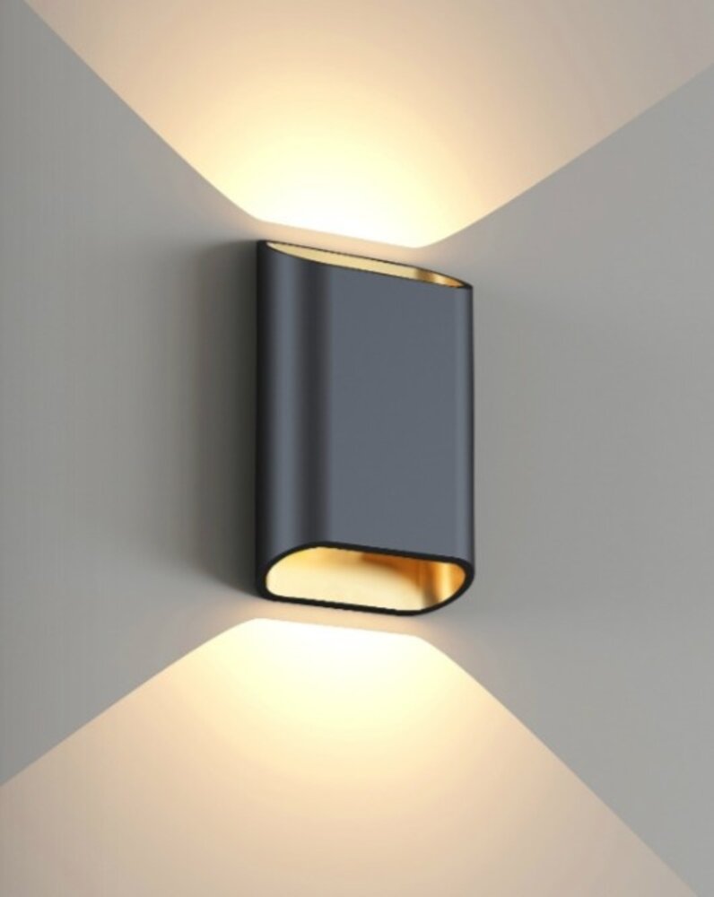 Artdelight LED wandlamp IP65 - Up Down light - DIAZ S Zwart/Goud - 6W 690Lm - 2700K 927 Warm Wit | 5 jaar garantie Artdelight LED wandlamp IP65 - Up Down light - DIAZ S Zwart/Goud - 6W 690Lm - 2700K 927 Warm Wit | 5 jaar garantie